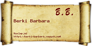 Berki Barbara névjegykártya